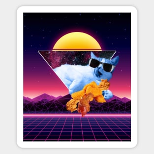 Aesthetic Synthwave Cat Fried Chicken Sticker